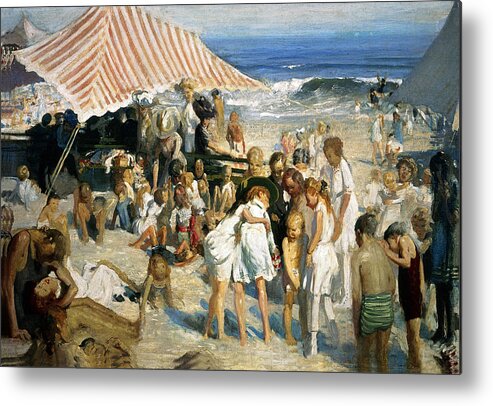 George Wesley Bellows Metal Print featuring the photograph Beach at Coney Island by George Wesley Bellows