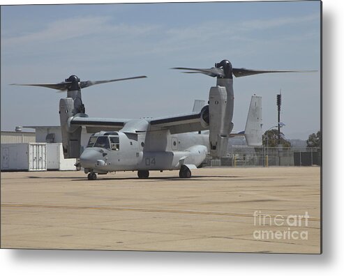 Horizontal Metal Print featuring the photograph An Mv-22 Osprey Taxiing At Marine Corps #1 by Timm Ziegenthaler