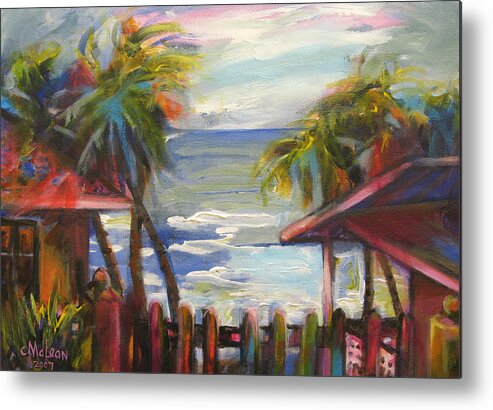 Beach Metal Print featuring the painting Beach Houses #1 by Cynthia McLean