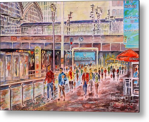 Watercolor Metal Print featuring the painting Berlin Frederic Street Station #1 by Almo M