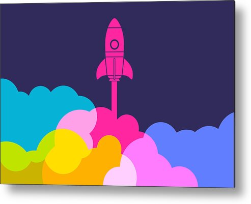 New Business Metal Print featuring the drawing Business Startup Launch Rocket #1 by Smartboy10