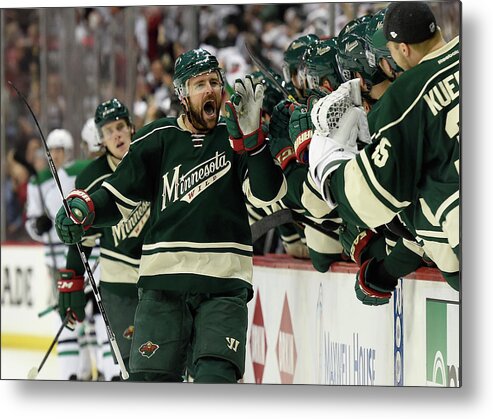 Playoffs Metal Print featuring the photograph Dallas Stars V Minnesota Wild - Game #1 by Hannah Foslien