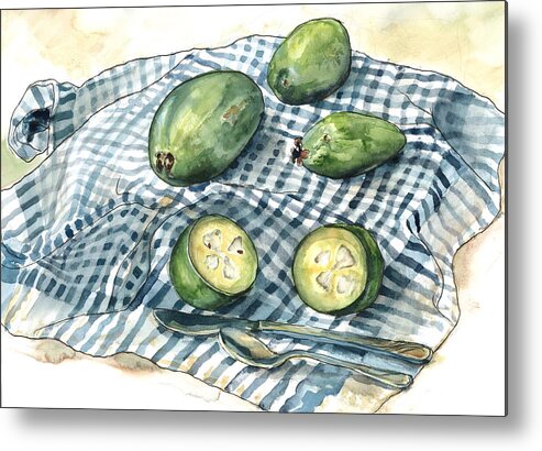 Feijoa Metal Print featuring the painting Feijoa Study by Whitney Palmer