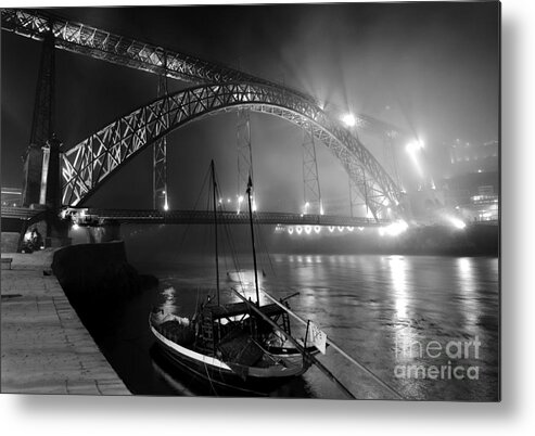 O Porto Metal Print featuring the photograph Fog over the Pier and Iconic Bridge - O Porto - Portugal #1 by Carlos Alkmin