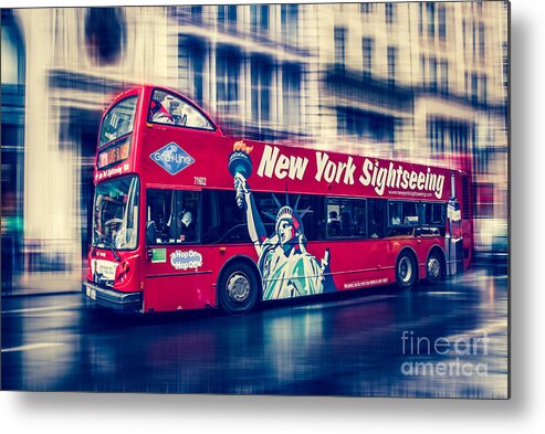 Nyc Metal Print featuring the photograph hop on hop off through NYC by Hannes Cmarits