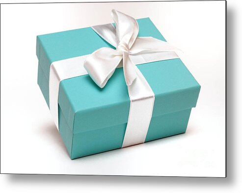 Anniversary Metal Print featuring the photograph Little Blue Gift Box #1 by Amy Cicconi