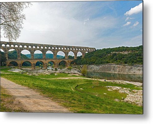 Aqueduct Metal Print featuring the photograph Pont du Gard Roman aqueduct near Avignon France #1 by Marek Poplawski