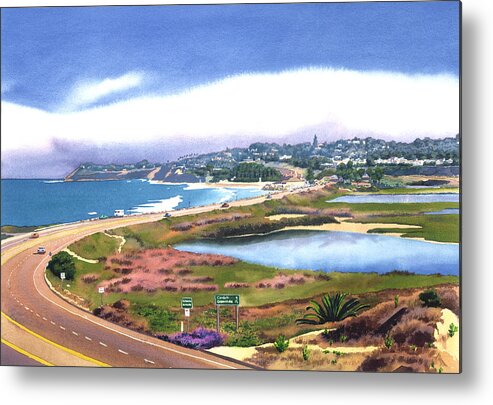 San Elijo Metal Print featuring the painting San Elijo and Hwy 101 by Mary Helmreich