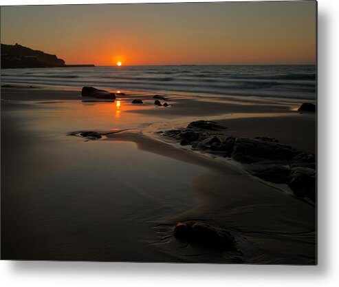 Sennen Cove Cornwall Metal Print featuring the photograph Sunset at Sennen #1 by Pete Hemington