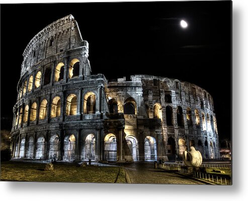 Colosseum Metal Print featuring the photograph The Moon above the Colosseum No2 by Weston Westmoreland