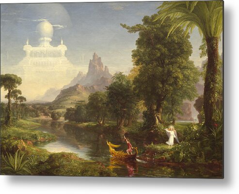 Thomas Cole Metal Print featuring the painting The Voyage Of Life Youth #1 by Thomas Cole