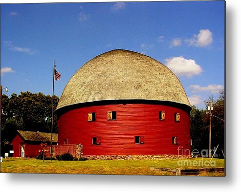 100 Year Old Round Red Barn Photograph Metal Print featuring the photograph 100 Year Old Round Red Barn by Janette Boyd