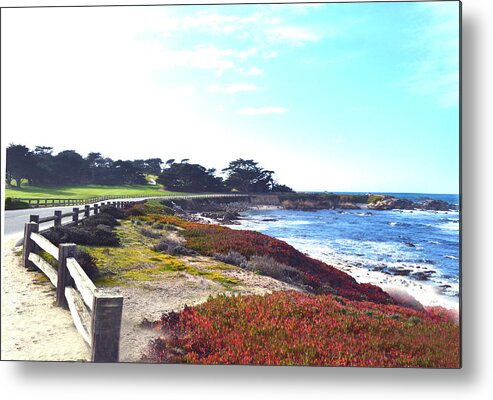 Golf Course Metal Print featuring the digital art 17 Mile Drive Shore Line II by Barbara Snyder