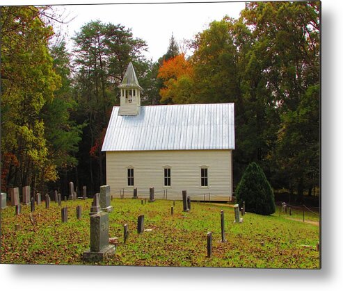 Kathy Long Metal Print featuring the photograph Cade's Cove 1902 Methodist Church by Kathy Long