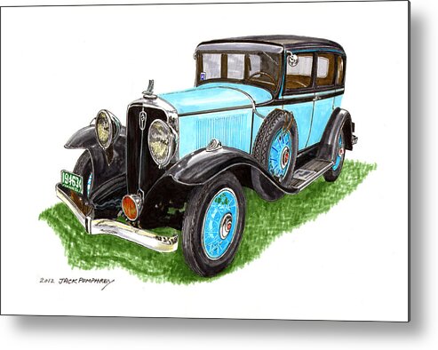 Framed Art Of The 1931 Studebaker President By Jack Pumphrey Metal Print featuring the painting 1931 Studebaker President by Jack Pumphrey