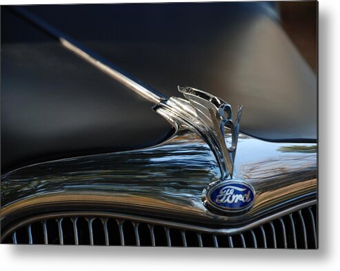 1935 Ford Coupe Metal Print featuring the photograph 1935 Ford V8 Emblem by Jeanne May