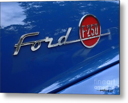 Truck Metal Print featuring the photograph 1954 Ford F250 insignia. #2 by Jonathan Fine