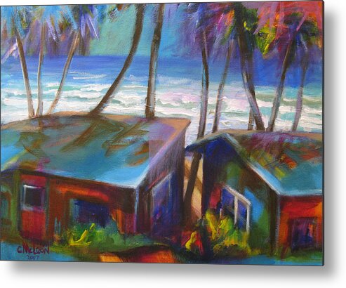Beach Metal Print featuring the painting Beach Houses #2 by Cynthia McLean