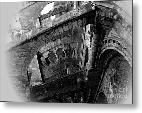 Chartres Metal Print featuring the photograph Chartres Cathedral Ascent - Black/White by Jacqueline M Lewis