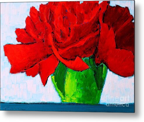 Carnation Metal Print featuring the painting Red Carnation #2 by Ana Maria Edulescu