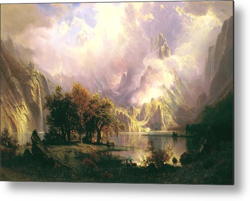 Albert Bierstadt Metal Print featuring the digital art Rocky Mountain Landscape #17 by Albert Bierstadt