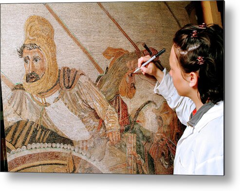 Darius Iii Metal Print featuring the photograph Battle Of Issus Mosaic Reconstruction #3 by Pasquale Sorrentino/science Photo Library