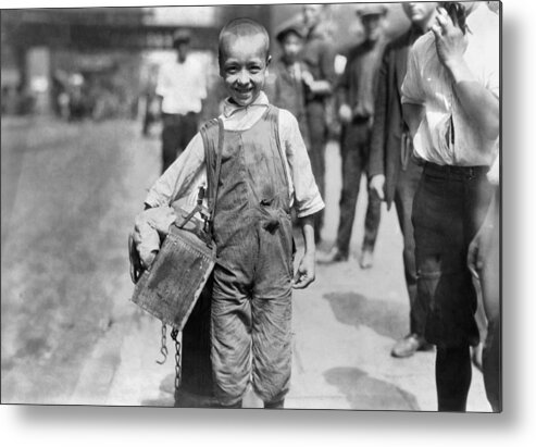 1924 Metal Print featuring the photograph Child Labor Bootblack, 1924 #3 by Granger