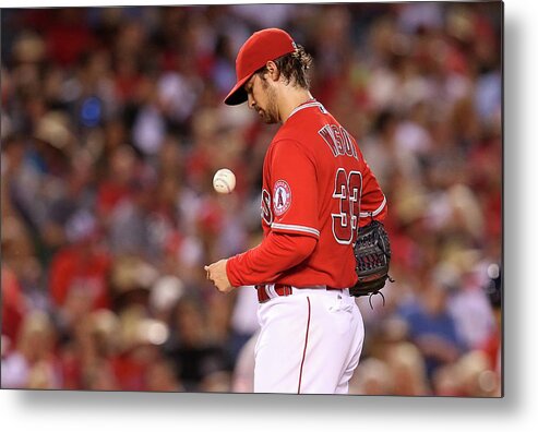 Three Quarter Length Metal Print featuring the photograph Houston Astros V Los Angeles Angels Of by Stephen Dunn