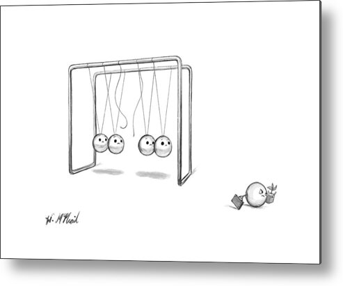 Newton's Cradle Metal Print featuring the drawing New Yorker January 23rd, 2017 by Will McPhail