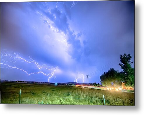 Lightning Metal Print featuring the photograph 95th and Woodland Lightning Thunderstorm View HDR by James BO Insogna
