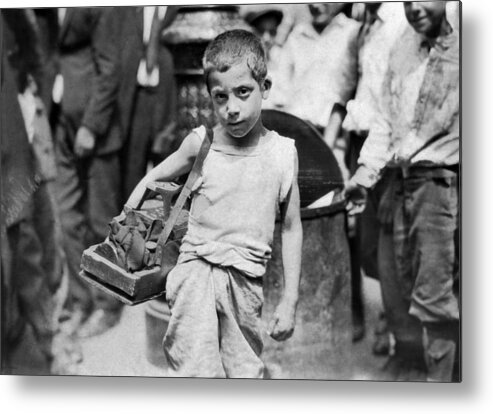 1924 Metal Print featuring the photograph Child Labor Bootblack, 1924 #8 by Granger