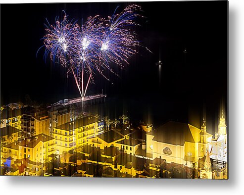 Fireworks Metal Print featuring the photograph Fireworks - Fuochi Artificiali - Pietra Ligure #8 by Enrico Pelos