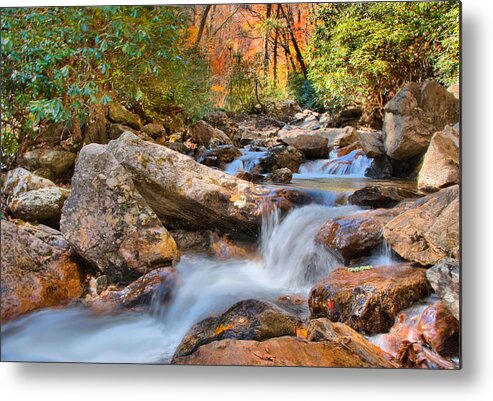 Appalacia Metal Print featuring the photograph A Touch of Autumn at Skinny Dip Falls by Lynn Bauer