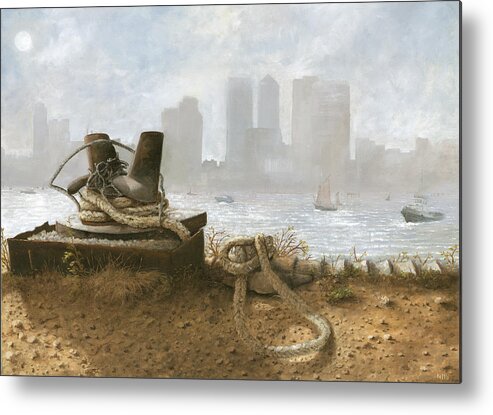 Paintings Metal Print featuring the painting Abandoned Wharf by Eric Bellis