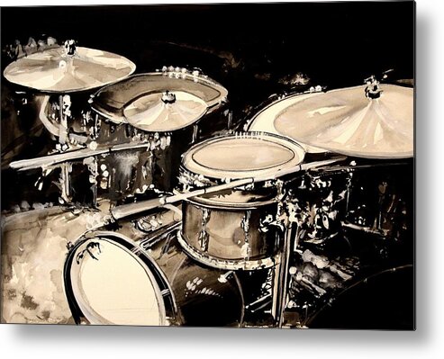 Drums Metal Print featuring the painting Abstract Drum Set by J Vincent Scarpace