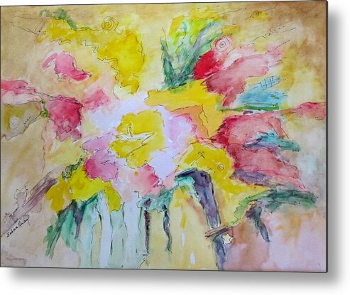 Floral Abstraction Metal Print featuring the painting Abstract Floral by Barbara Anna Knauf