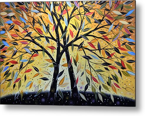 Modern Metal Print featuring the painting Abstract Landscape Modern Tree Art Painting ... New Day Dawning by Amy Giacomelli