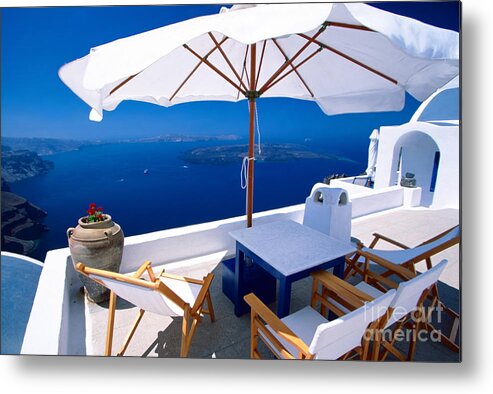 Santorini Metal Print featuring the photograph Aegean view by Aiolos Greek Collections