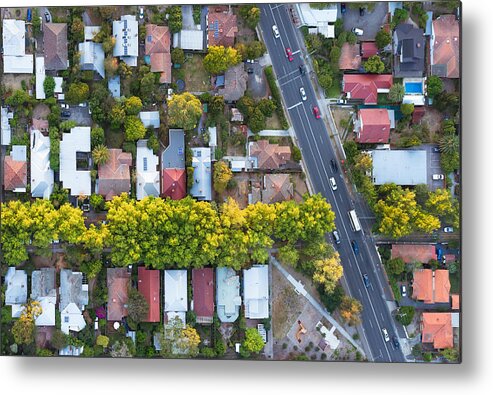 Suburb Metal Print featuring the photograph Aerial View of Suburb by Georgeclerk