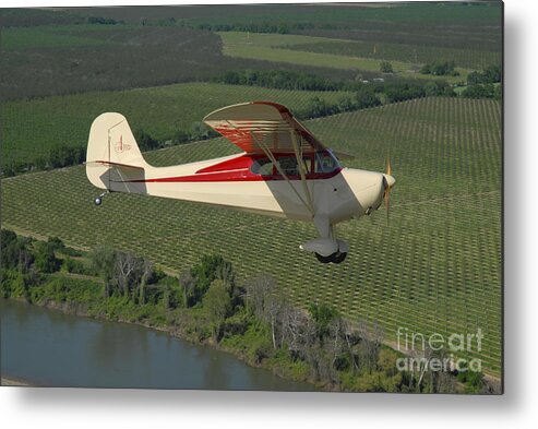 Horizontal Metal Print featuring the photograph Aeronca Chief Flying Over Sacramento by Phil Wallick