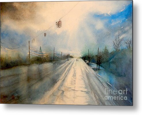 Landscape Metal Print featuring the painting After the Rain on the Michigan Avenue -- Saline Michigan 2 by Yoshiko Mishina