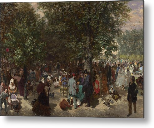 Adolph Menzel Metal Print featuring the painting Afternoon in the Tuileries Gardens by Adolph von Menzel