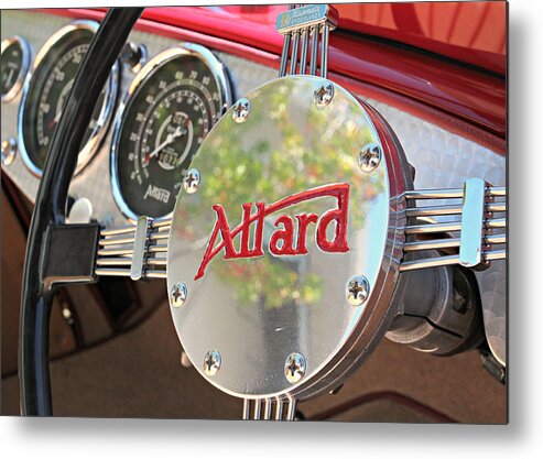 Classic Car Metal Print featuring the photograph Allard Steering Wheel by Steve Natale