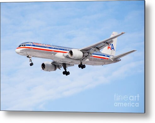 757 Metal Print featuring the photograph Amercian Airlines Boeing 757 Airplane Landing by Paul Velgos