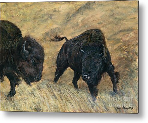 American Bison Metal Print featuring the painting American Bison by Tom Blodgett Jr