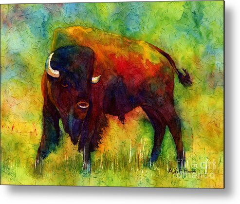 Bison Metal Print featuring the painting American Buffalo by Hailey E Herrera