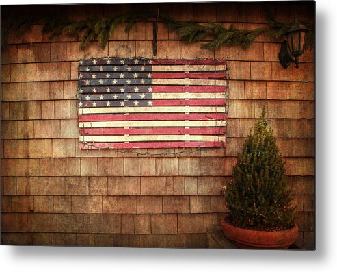 Flag Metal Print featuring the photograph American Christmas by Cathy Kovarik