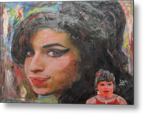 Amy Metal Print featuring the painting Amy as a child and Grown-up by Sam Shaker