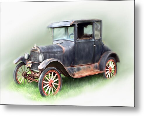 Model T Car Metal Print featuring the painting Antique Car by Bonnie Willis