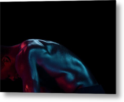 Cool Attitude Metal Print featuring the photograph Athletic Male Bending, Head Down, Side by Jonathan Knowles